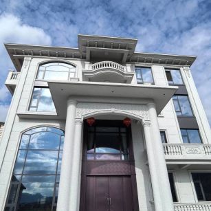 舟山白麻别墅外墙干挂石材效果示例