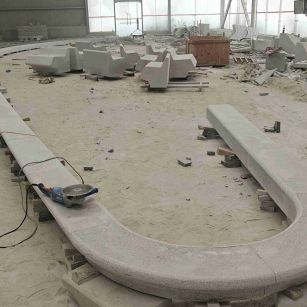 舟山 芝麻白花岗岩弧形花坛石，坐凳石