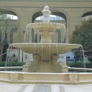 舟山 黄金麻花岗岩异型加工——户外庭院石雕流水喷泉