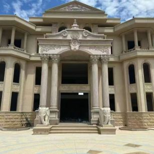 舟山 黄金麻别墅外墙干挂，大柱，大象，蘑菇石，雕花板