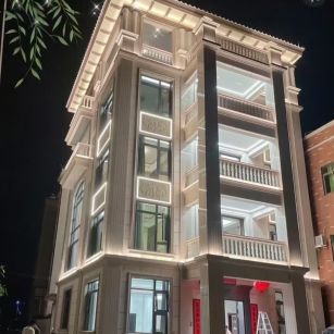 舟山 芝麻白花岗岩别墅外墙夜间效果