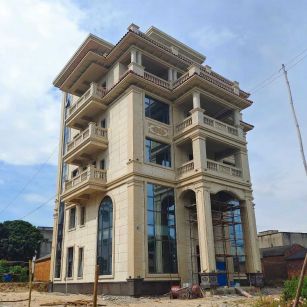 舟山 黄金麻花岗岩石材别墅外墙干挂搭配（雕花栏杆花瓶柱门楼罗马柱）