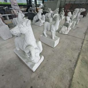 舟山 芝麻白花岗岩造型立体雕刻——十二生肖