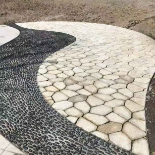 舟山 黄金麻冰裂纹地铺石工地铺装案例