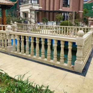 舟山黄金麻花岗岩石材栏杆，扶手，将军柱，花瓶柱