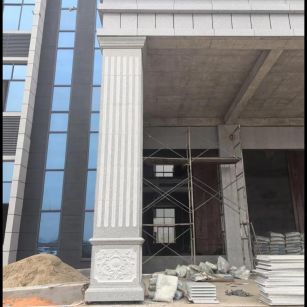 舟山 芝麻白光面花岗岩门楼大柱（罗马柱）配雕花底座