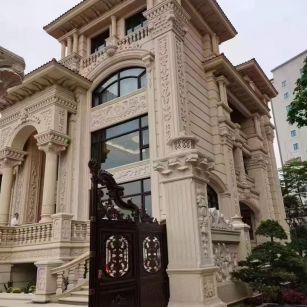 舟山 黄金麻花岗岩别墅外墙干挂效果展示