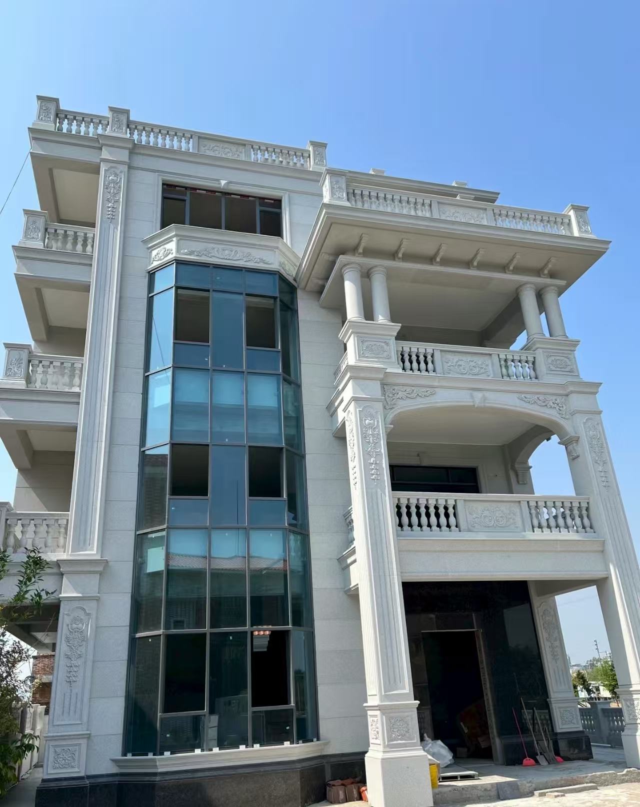 舟山 白麻花岗岩别墅外墙干挂效果展示