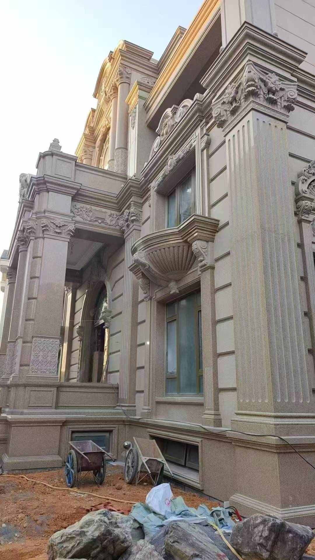 舟山 黄金麻花岗岩光面别墅外墙干挂施工完成