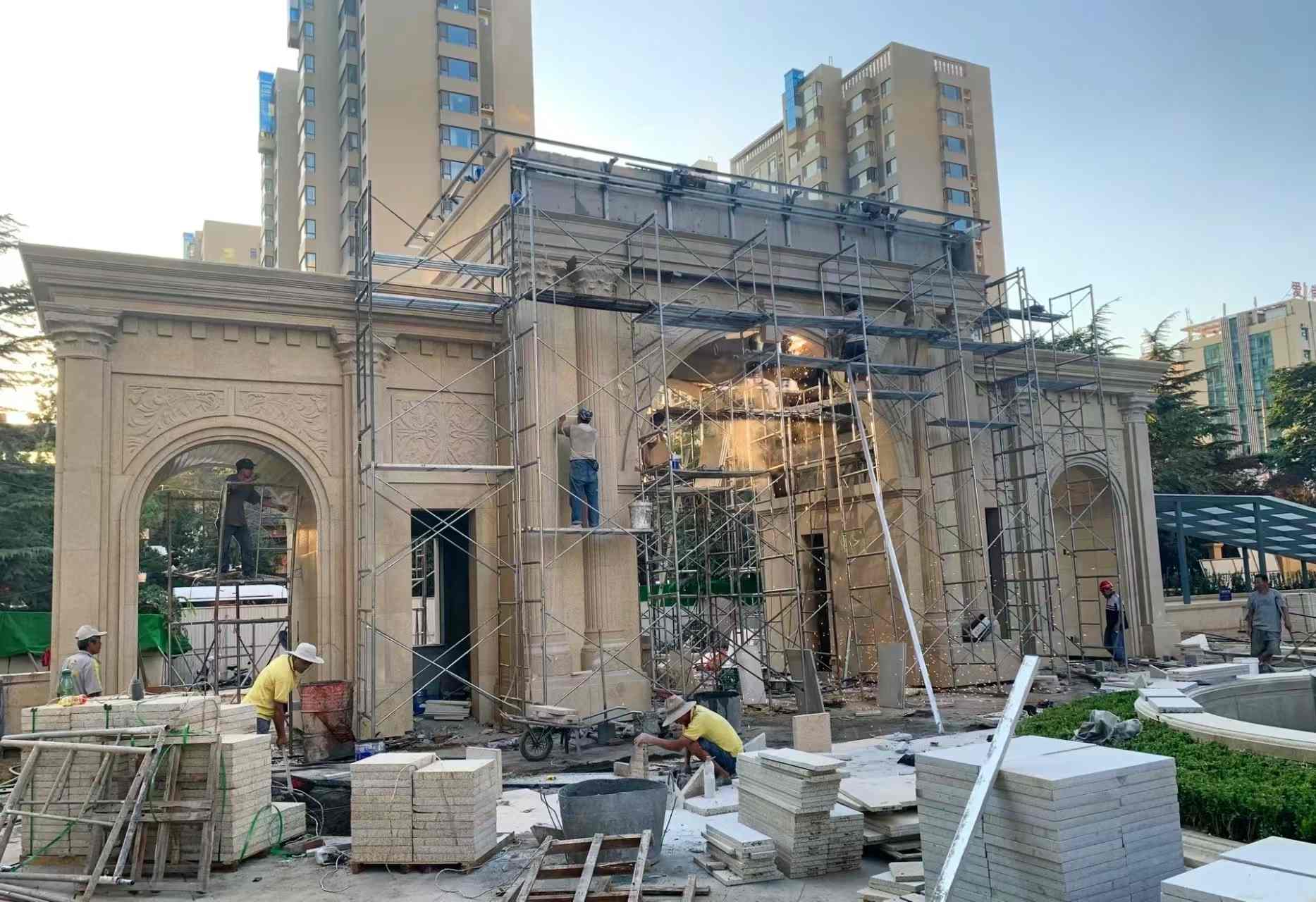 舟山 黄金麻荔枝面花岗岩小区门楼外墙干挂